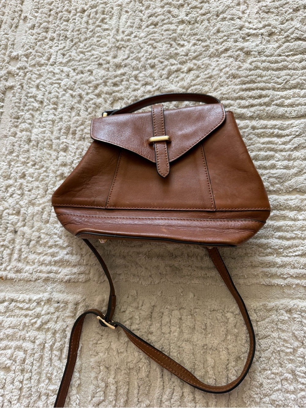 Divina Firenze Classic Brown Leather Top-Handle Crossbody Bag